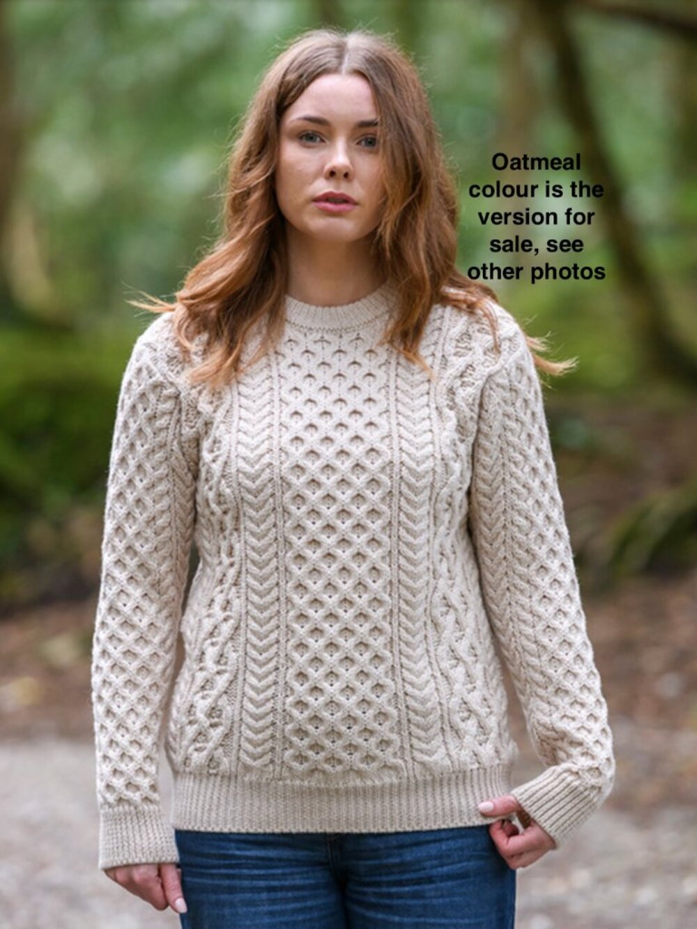 Authentic Irish Aran sweater from Aran Crafts, Ireland-Oatmeal